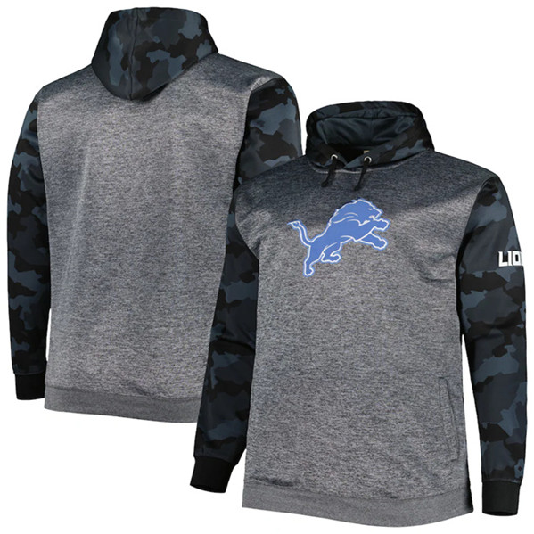 Men's Detroit Lions Heather Charcoal Big & Tall Camo Pullover Hoodie
